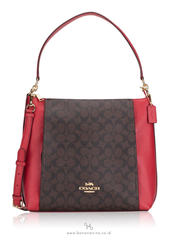 COACH 79993 Signature Marlon Hobo Brown True Red