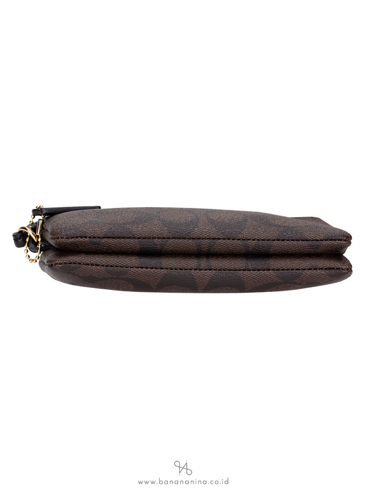 COACH 87591 Signature Double Zip Small Wristlet Brown Black