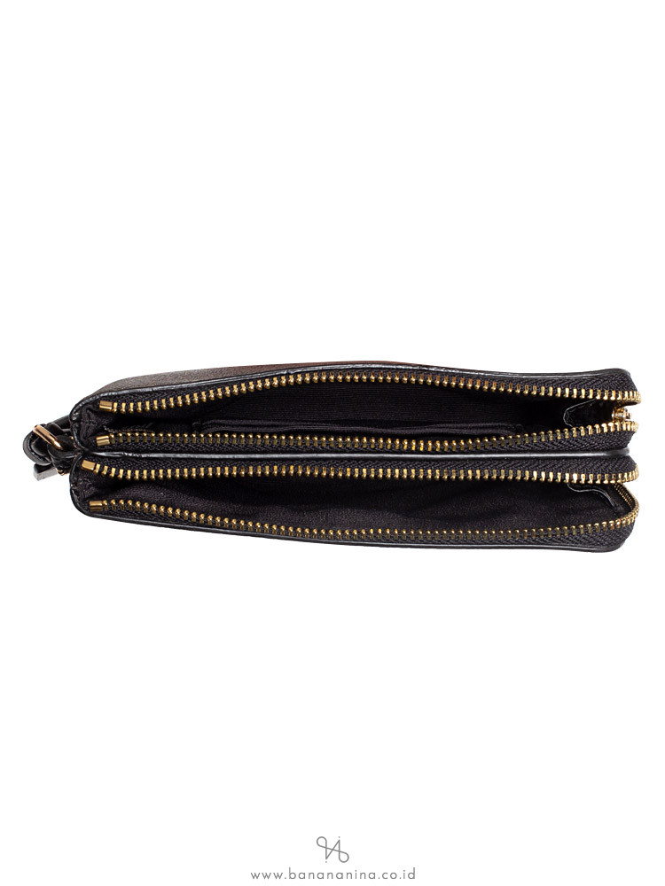 COACH 87591 Signature Double Zip Small Wristlet Brown Black