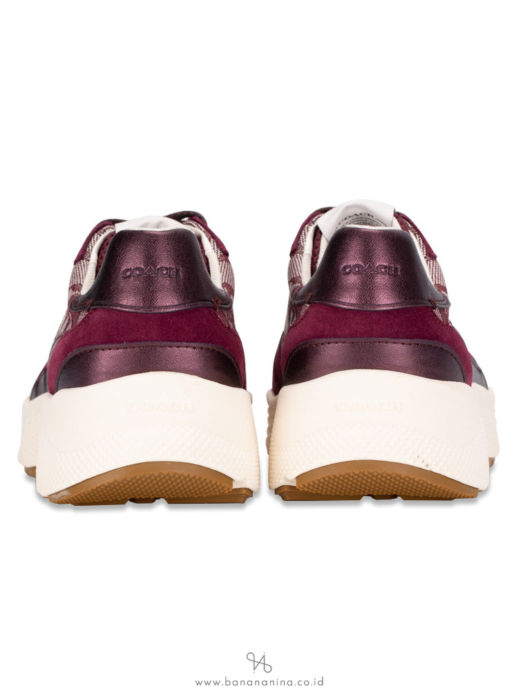 COACH C152 Signature Tech Runner Sneakers Wine Sz 7