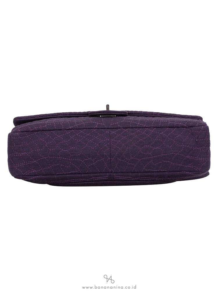 CHANEL Croc Embroidered Jersey Reissue Classic 225 Flap Bag Purple