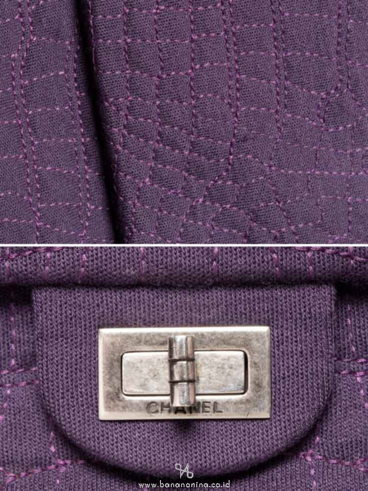 CHANEL Croc Embroidered Jersey Reissue Classic 225 Flap Bag Purple