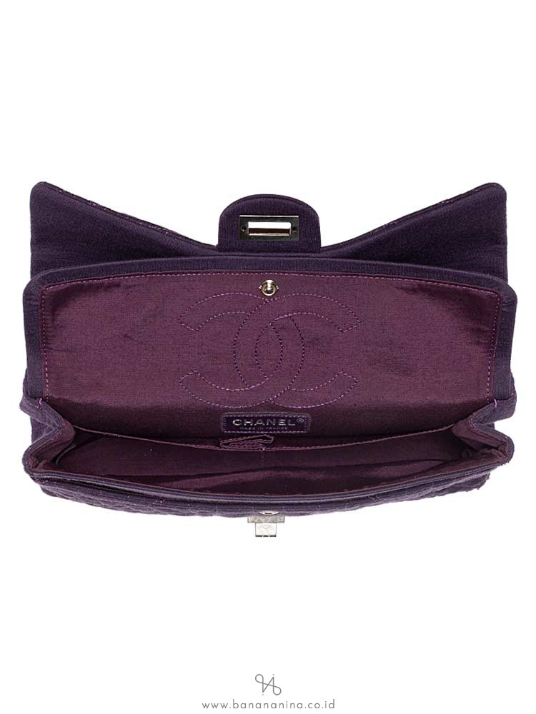 CHANEL Croc Embroidered Jersey Reissue Classic 225 Flap Bag Purple