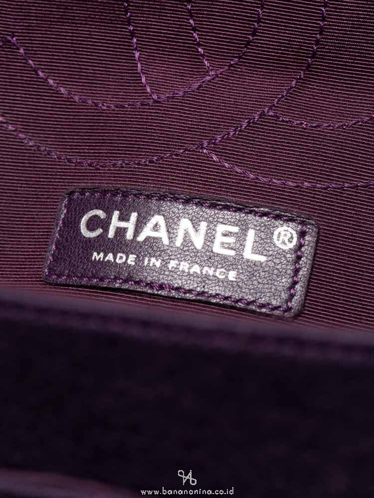CHANEL Croc Embroidered Jersey Reissue Classic 225 Flap Bag Purple