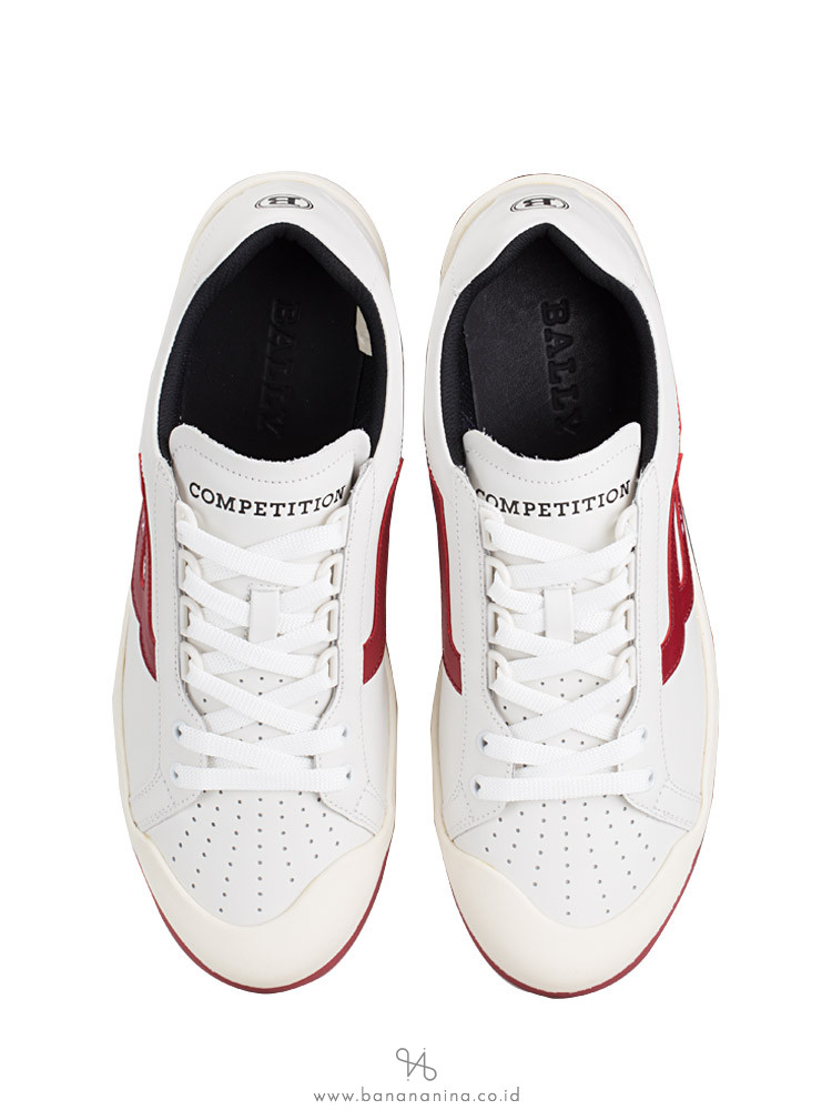 BALLY Men New Competition Sneakers White Red Sz 42.5
