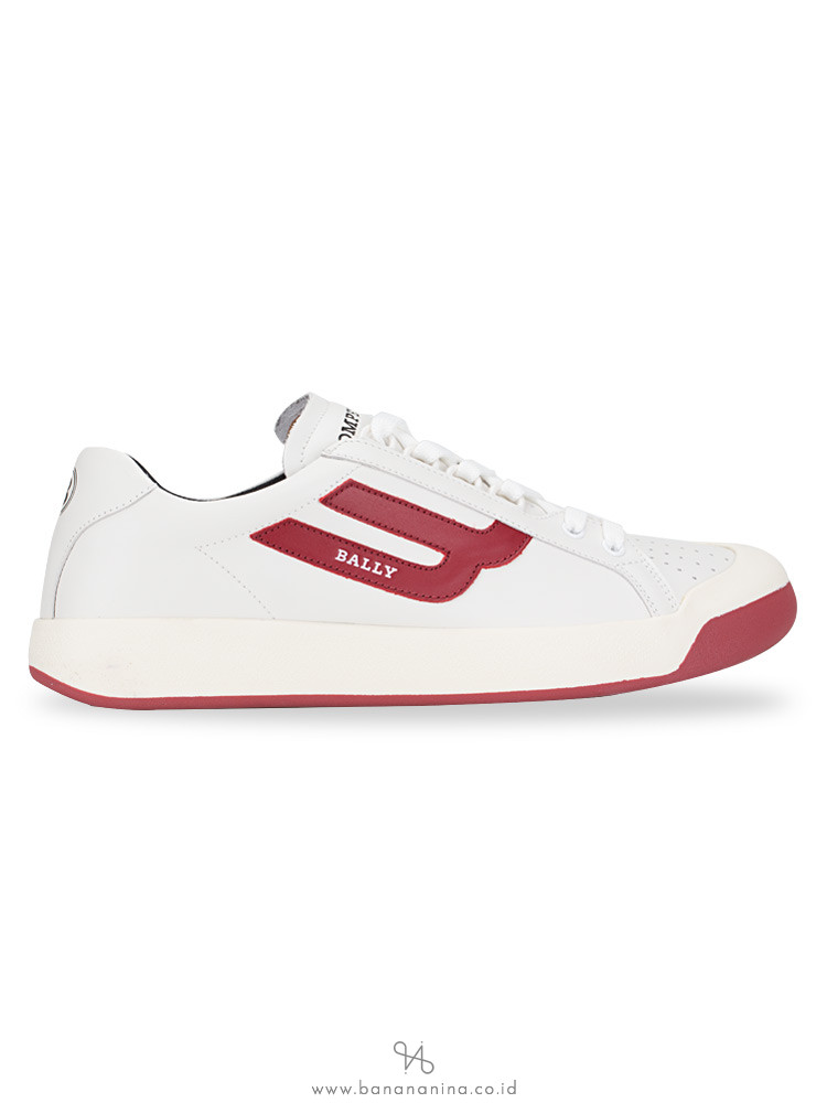BALLY Men New Competition Sneakers White Red Sz 42.5