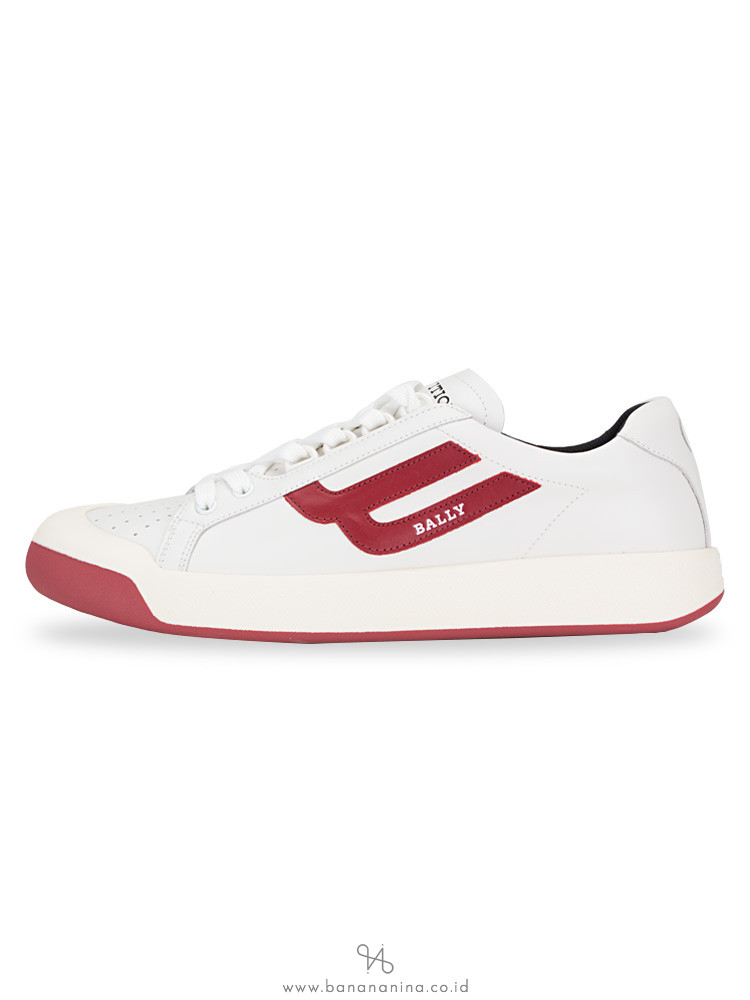 BALLY Men New Competition Sneakers White Red Sz 42.5