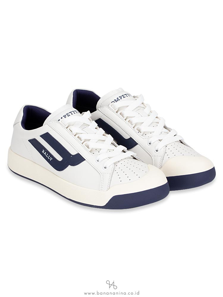 BALLY Men New Competition Sneakers White Blue Sz 41.5