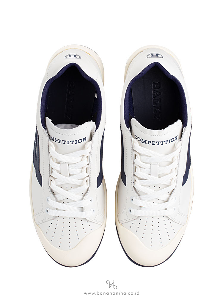 BALLY Men New Competition Sneakers White Blue Sz 41.5