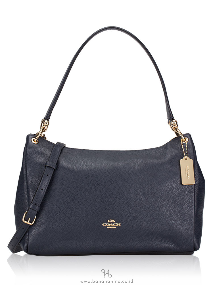 COACH 28966 Pebbled Leather Mia Shoulder Bag Navy