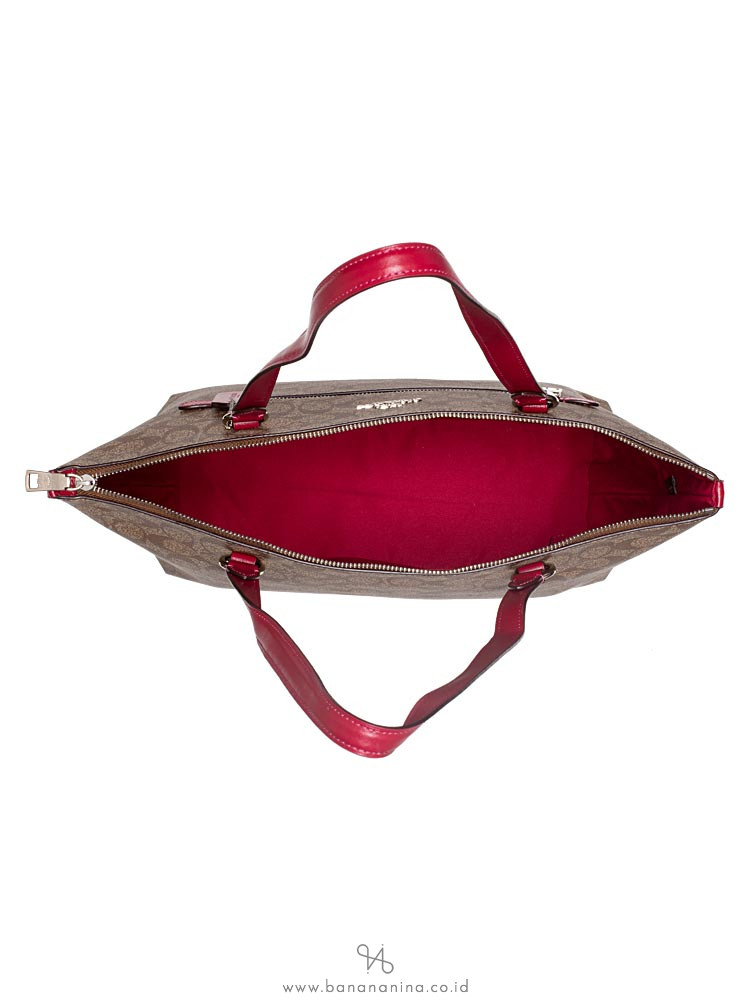 COACH 79609 Signature Gallery Tote Khaki Dark Fuchsia