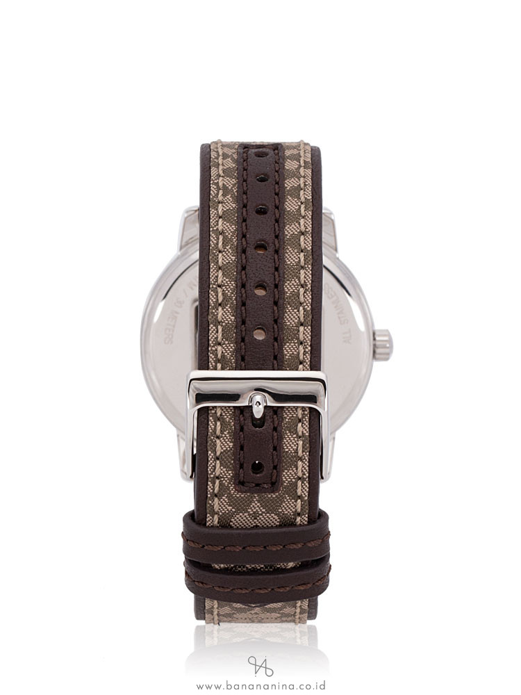 COACH 14503405 Grand Signature Strap Watch Brown Silver