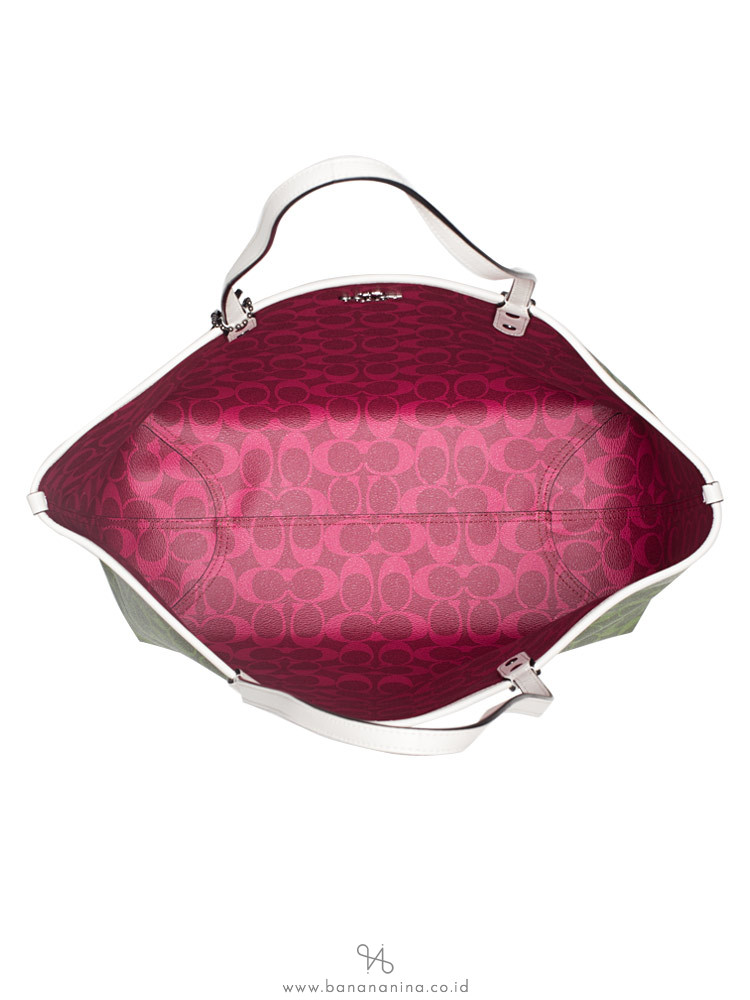 COACH 91380 Signature Colorblock Reversible City Tote Citron Multi