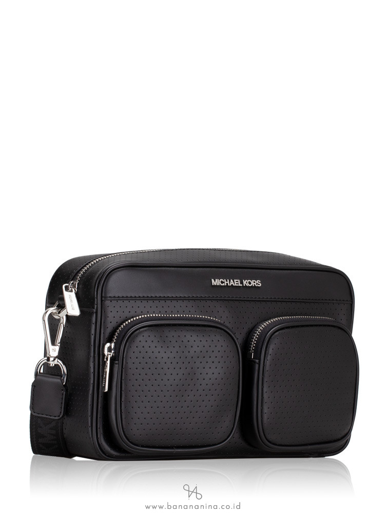MICHAEL KORS Hanover Leather Large East West Crossbody Black