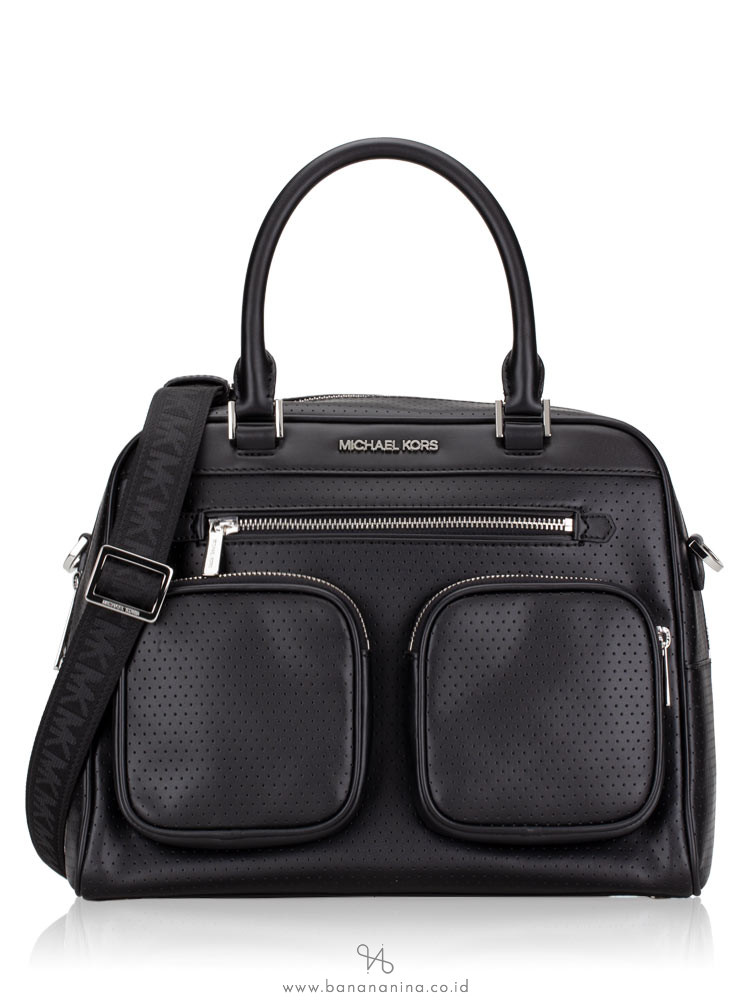 MICHAEL KORS Hanover Faux Leather Large Satchel Black