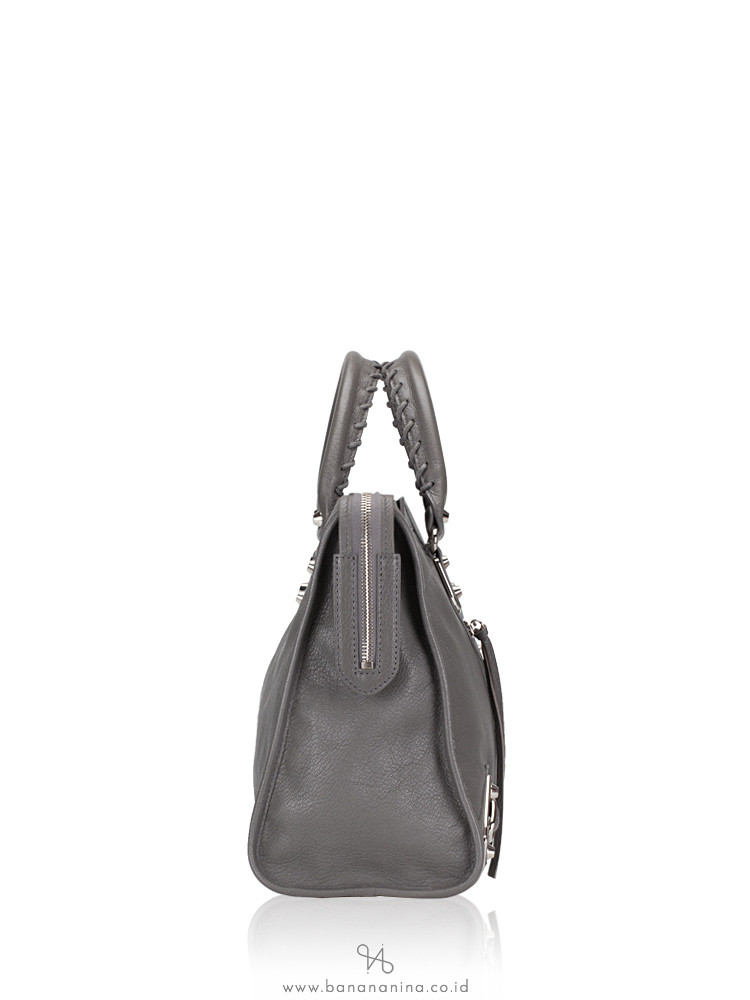 BALENCIAGA Silver Metallic Edge City Gris Acier