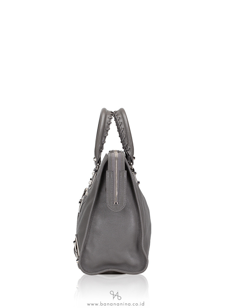 BALENCIAGA Silver Metallic Edge City Gris Acier