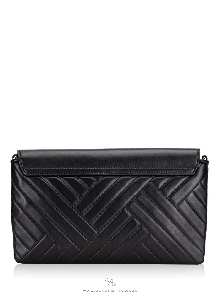 TORY BURCH Alexa Leather Clutch Black