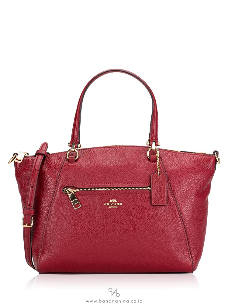 COACH 79997 Pebble Leather Prairie Satchel Deep Scarlet