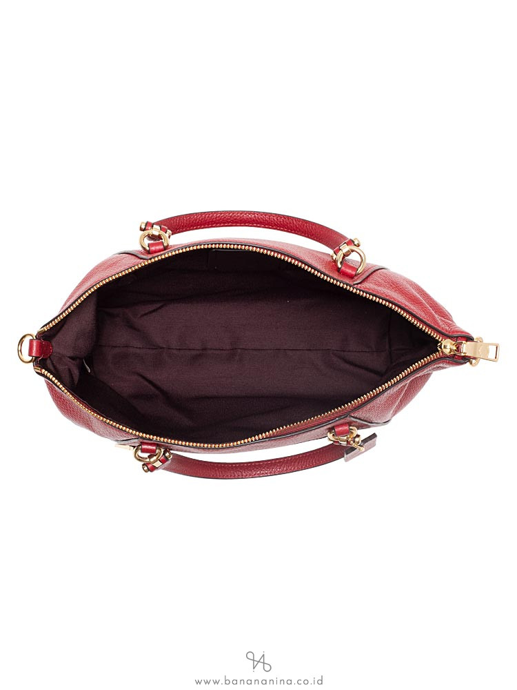 COACH 79997 Pebble Leather Prairie Satchel Deep Scarlet