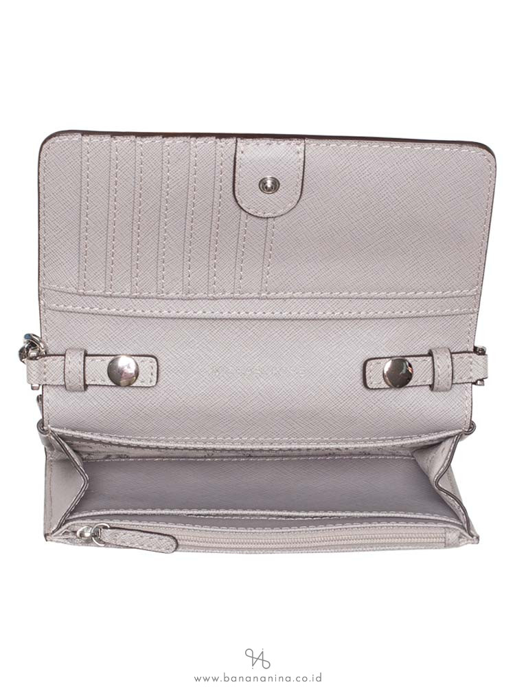 MICHAEL KORS Jet Set Travel Medium Multifunction Phone Crossbody Pearl Grey