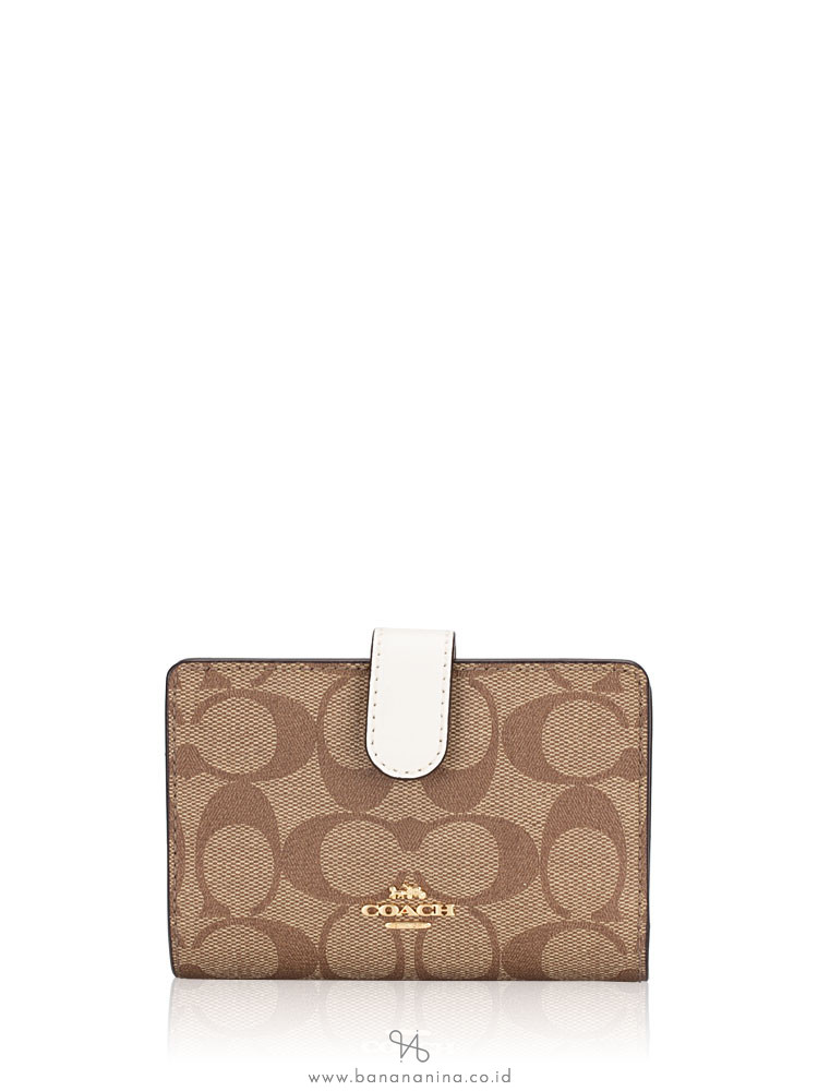 COACH 23553 Signature Medium Wallet Khaki Chalk