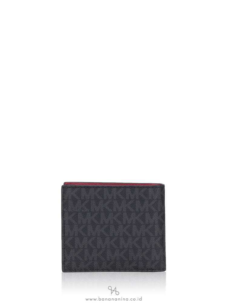 MICHAEL KORS Men Cooper Monogram Barcelona Billfold Wallet Black Scarlet