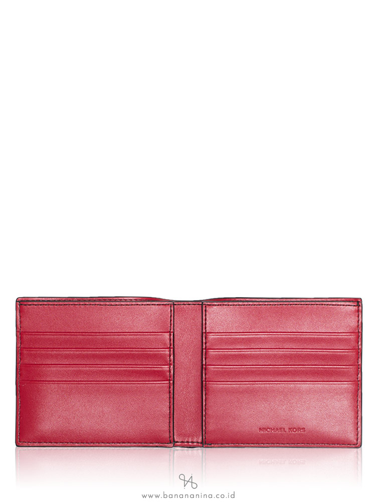 MICHAEL KORS Men Cooper Monogram Barcelona Billfold Wallet Black Scarlet