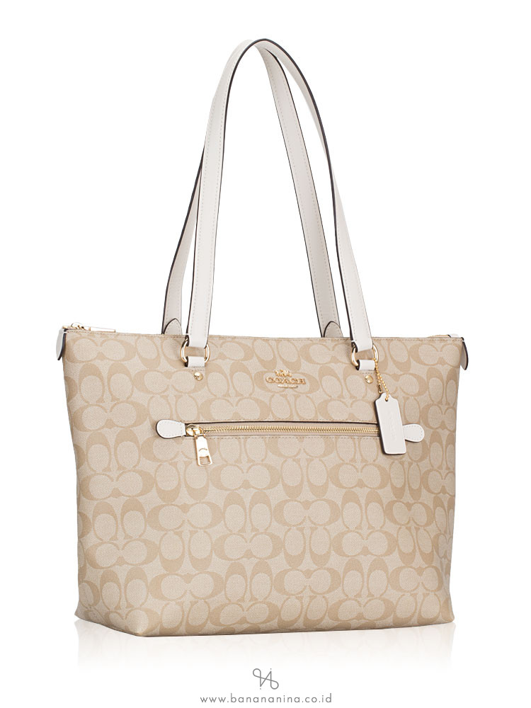 COACH 79609 Signature Gallery Tote Light Khaki Chalk