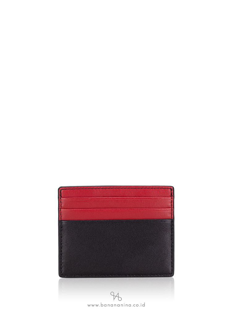 MICHAEL KORS Cooper Tall Leather Card Case Black Crimson
