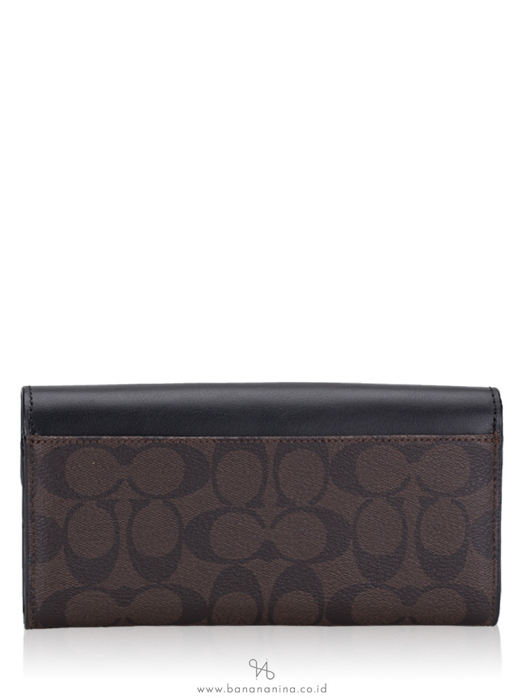 COACH 54022 Signature Leather Slim Envelope Wallet Brown Black