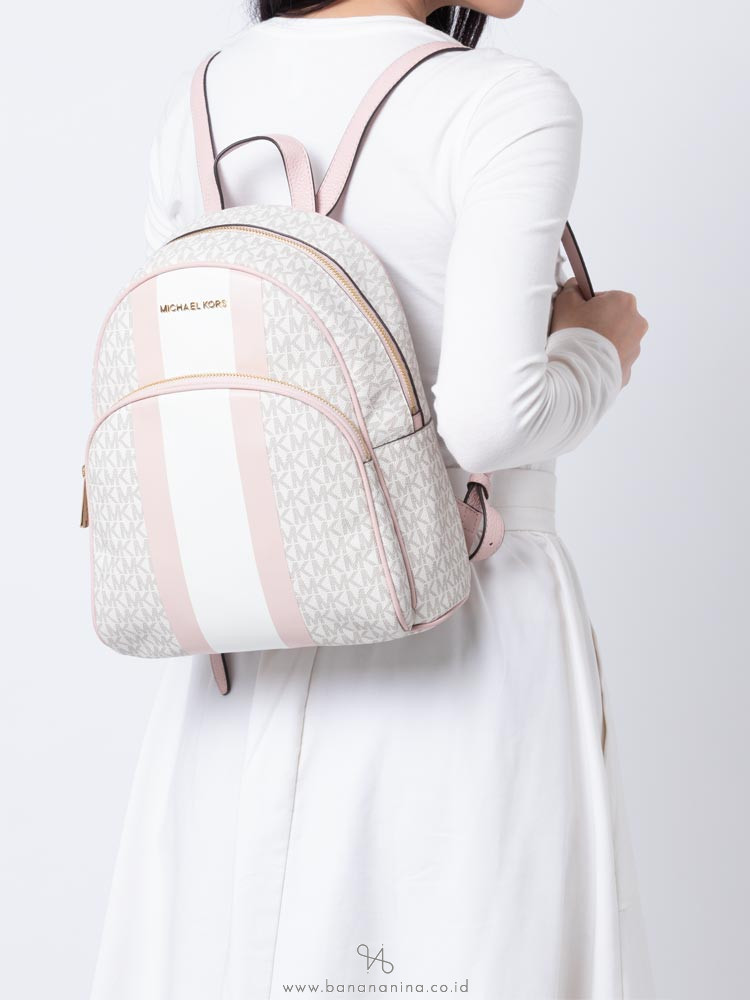 Michael Kors Abbey Signature Medium Backpack Vanilla Multi