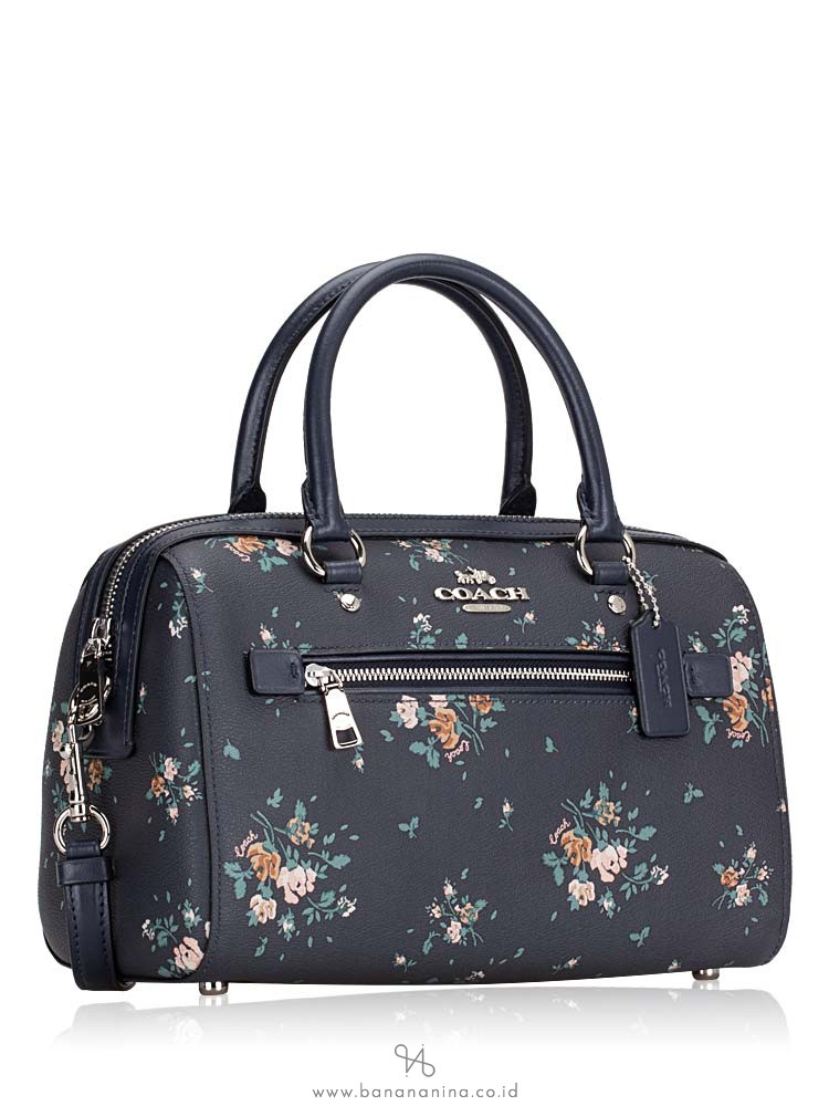 COACH 91604 Rose Bouquet Print Rowan Satchel Midnight Multi