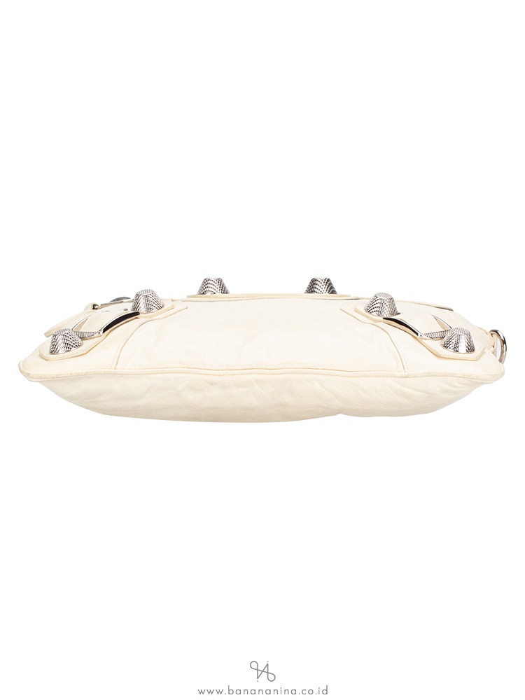 BALENCIAGA Giant Silver Flat Clutch White