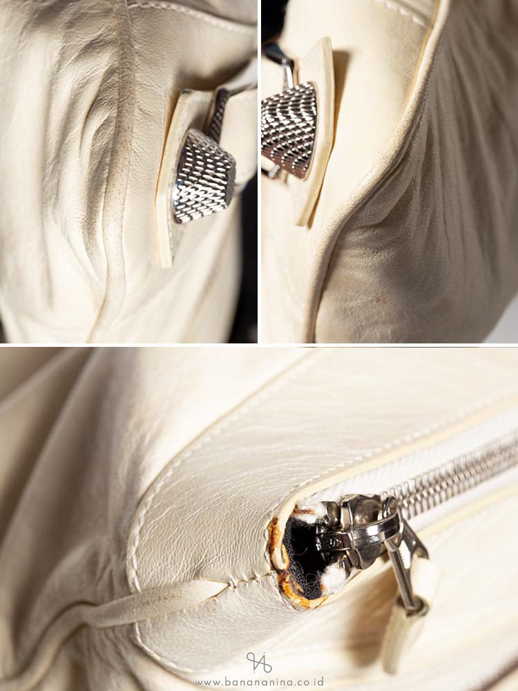 BALENCIAGA Giant Silver Flat Clutch White