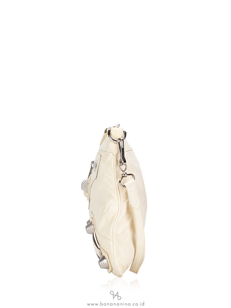 BALENCIAGA Giant Silver Flat Clutch White