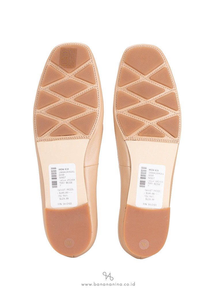 TORY BURCH Laila Driver Leather Flats Tory Beige Sz 7