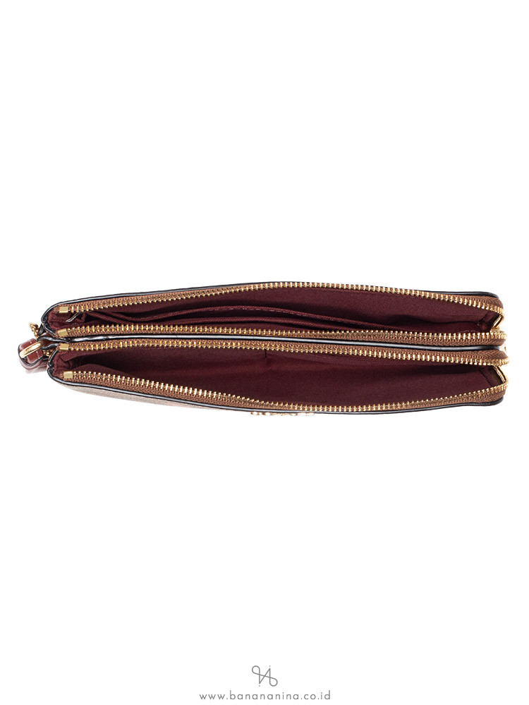 COACH 87910 Signature Party Animal Double Zip Wallet Khaki Pink