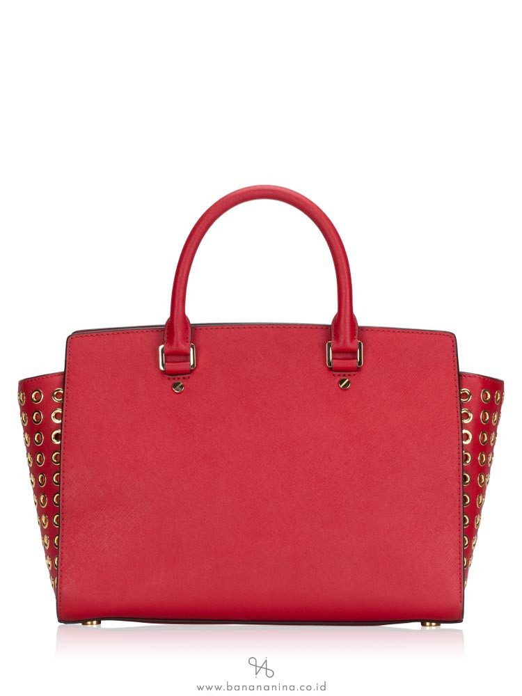 MICHAEL KORS Selma Grommet Large Satchel Red