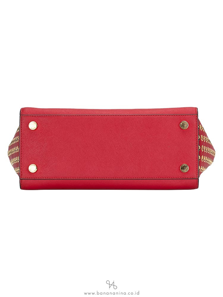 MICHAEL KORS Selma Grommet Large Satchel Red