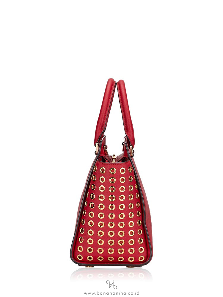 MICHAEL KORS Selma Grommet Large Satchel Red