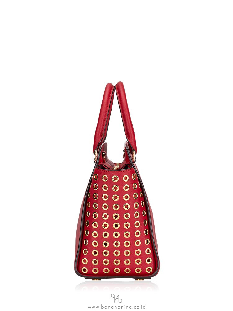 MICHAEL KORS Selma Grommet Large Satchel Red