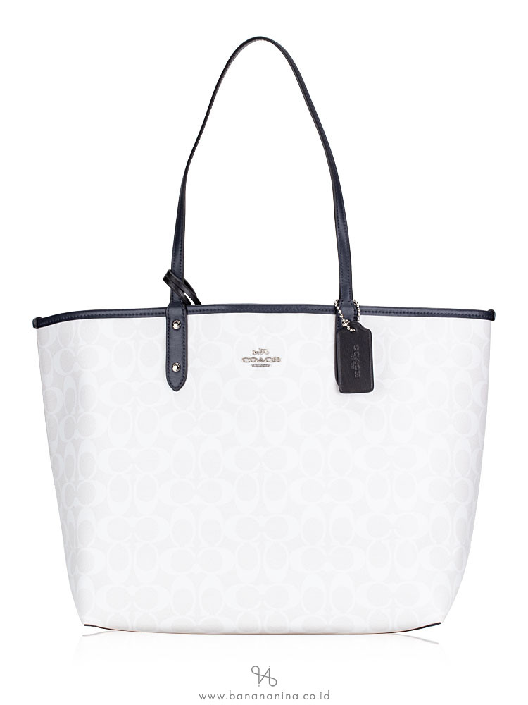 COACH 91381 Signature Colorblock Reversible City Tote Chalk Multi