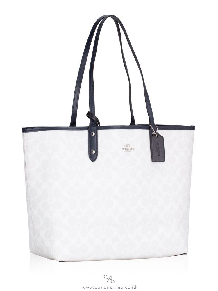 COACH 91381 Signature Colorblock Reversible City Tote Chalk Multi