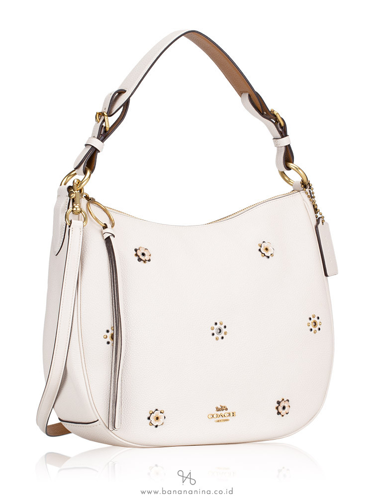 COACH 69507 Sutton Leather Scattered Rivets Hobo Chalk