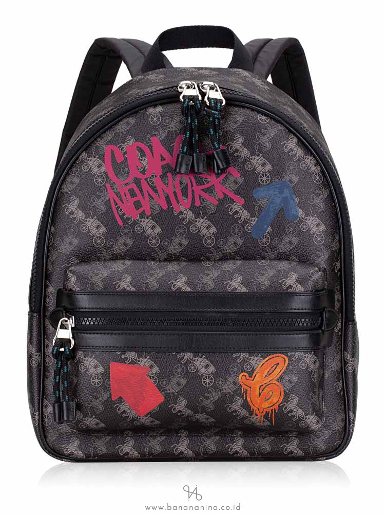 COACH 84225 Horse And Carriage Medium Charlie Backpack Black Grey Multi