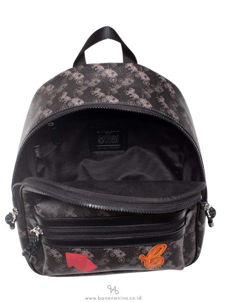 COACH 84225 Horse And Carriage Medium Charlie Backpack Black Grey Multi