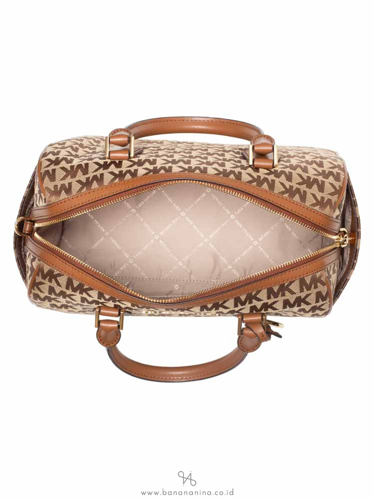 MICHAEL KORS Bedford Signature Large Duffle Bag Beige Ebony Luggage