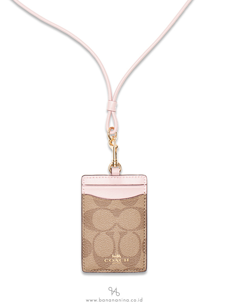 COACH 63274 Signature ID Lanyard Khaki Blossom
