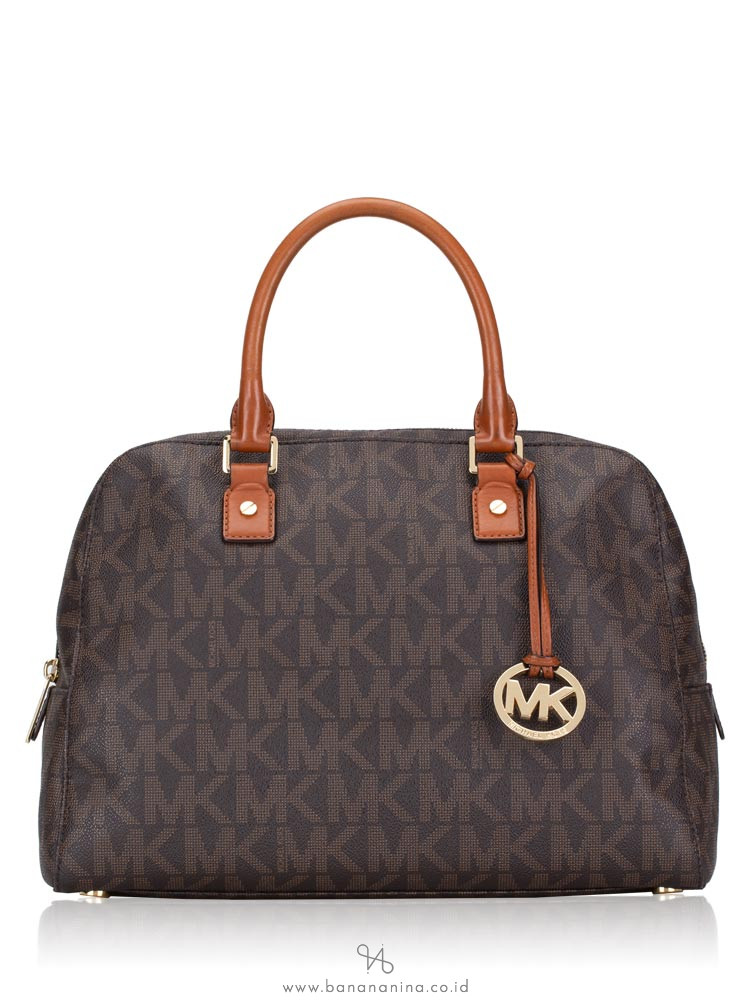 MICHAEL KORS Jet Set Travel Large Monogram Satchel Brown
